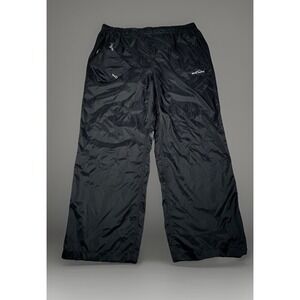 Eddie Bauer Lightweight Nylon Packable Rain Pants - Men's Large Black Adjustable